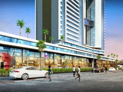 3d-walkthrough-services-3d-real-estate-walkthrough-amravati-shopping-area-evening-view-eye-level-view